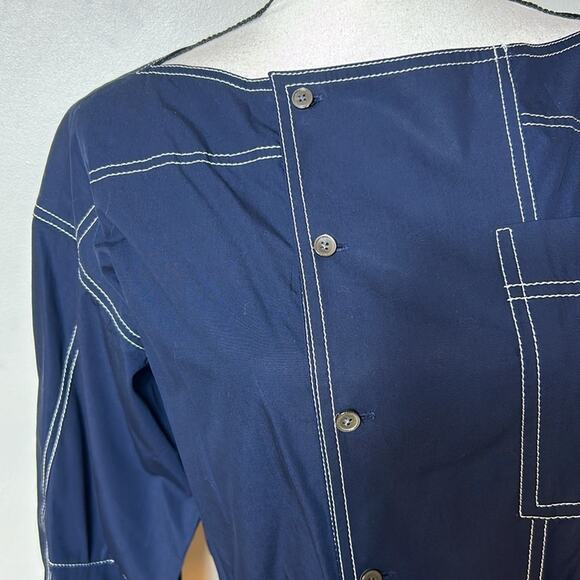 NWT Derek Lam 10 Crosby navy topstitched trench coat jacket dress - Picture 3 of 12
